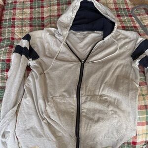 Gray and Navy Zip-Up Hoodie